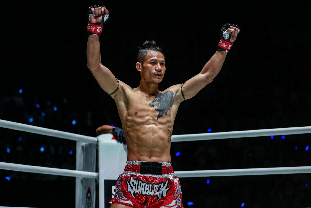 “เสือแบล็ค ท.พราน49” ชูมือด้วยความมั่นใจก่อนชกในศึก ONE Fight Night 45