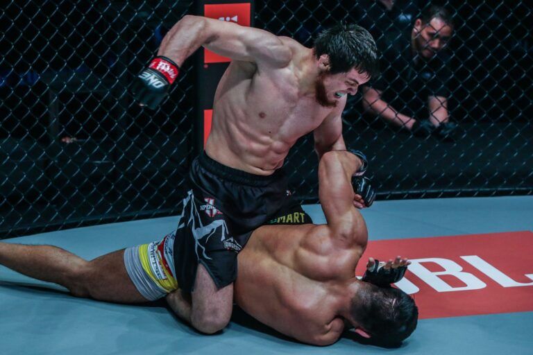 Russian martial artist Murad Ramazanov pounds away on South Korean welterweight Bae Myung Ho