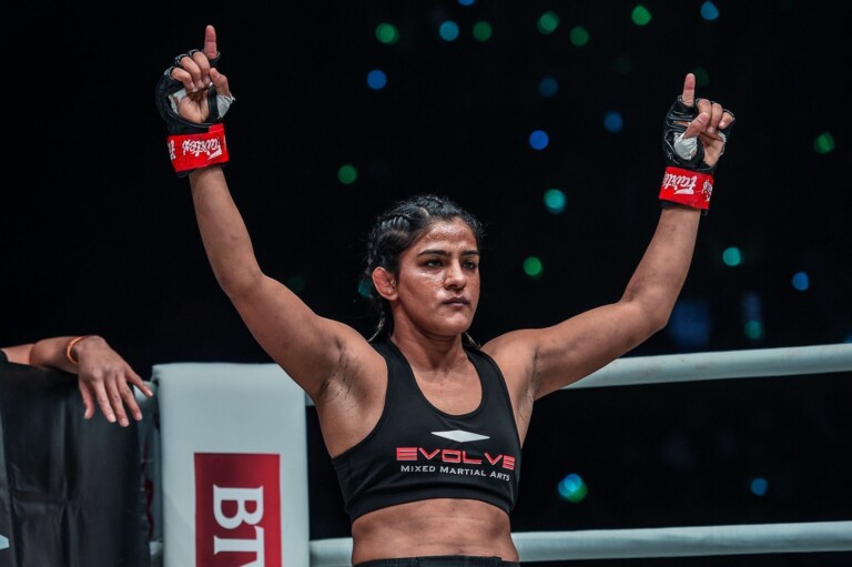 Ritu Phogat defeats Nam Hee Kim at ONE AGE OF DRAGONS YK 7107 768x511