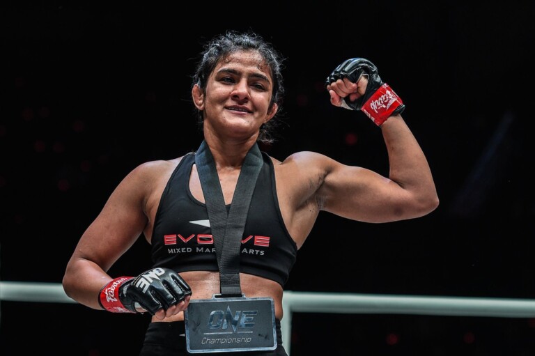 Ritu Phogat defeats Nam Hee Kim at ONE AGE OF DRAGONS YK 7239 768x511