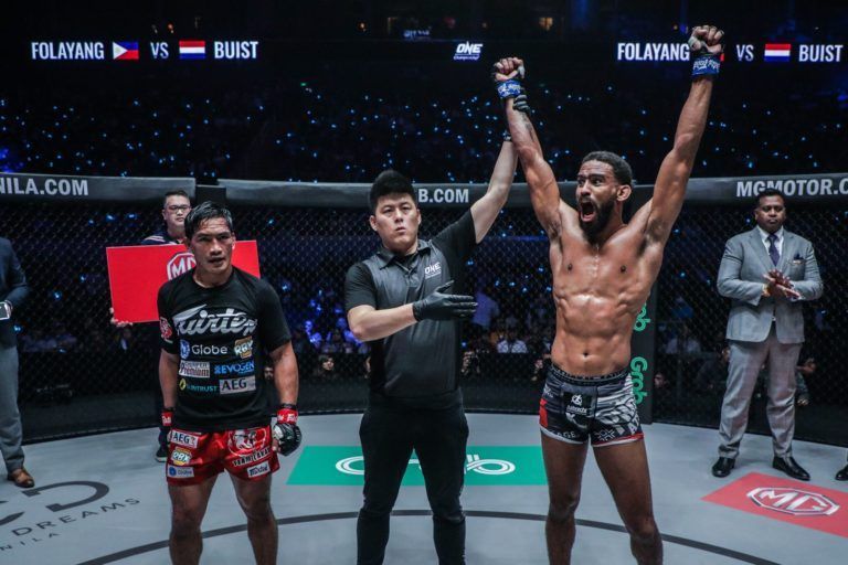 Pieter Buist celebrates his win against Eduard Folayang ONE FIRE & FURY