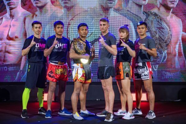 Victor Pinto Muangthai Rodtang Jitmuangnon Jonathan Haggerty Stamp Fairtex Sangmanee ONE A NEW TOMORROW press conference AAA_5040 600x400
