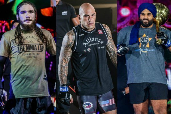 North American collegiate wrestlers James Nakashima, Brandon Vera, and Arjan Bhullar