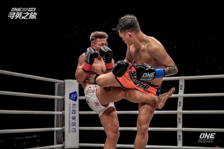 A spinning back kick at ONE Hero Series
