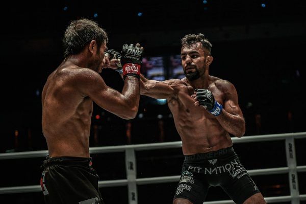 Indian mixed martial arts star Gurdarshan Mangat throws a jab