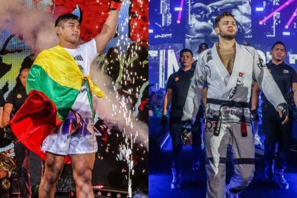 Middleweight MMA fighters Aung La N Sang and Reinier De Ridder march to the ring