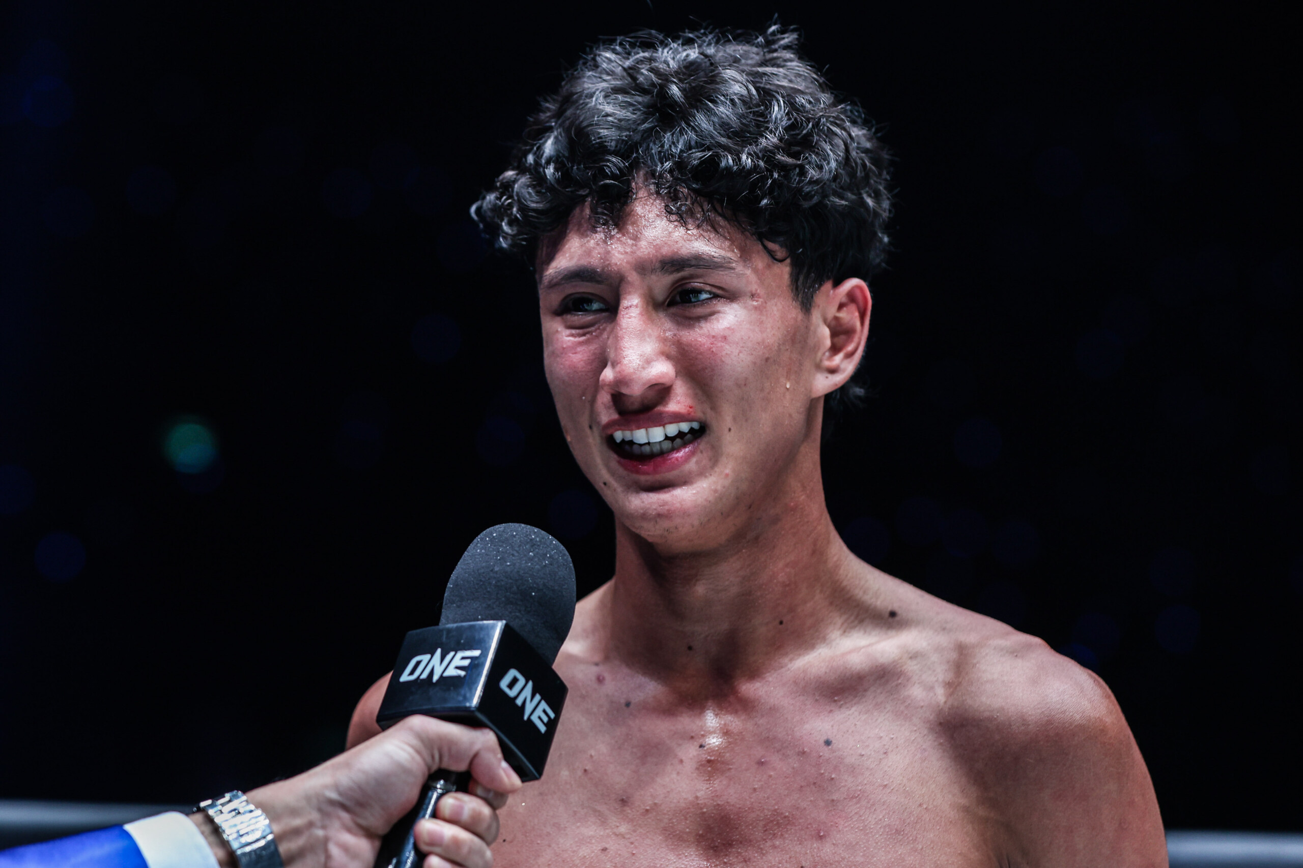 Nabil Anane during his post-fight speech at ONE 170.