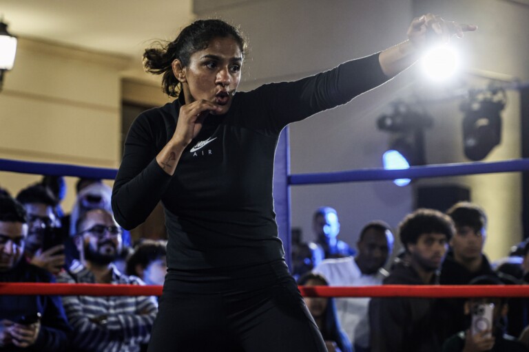 Ritu Phogat during an open workout in Doha