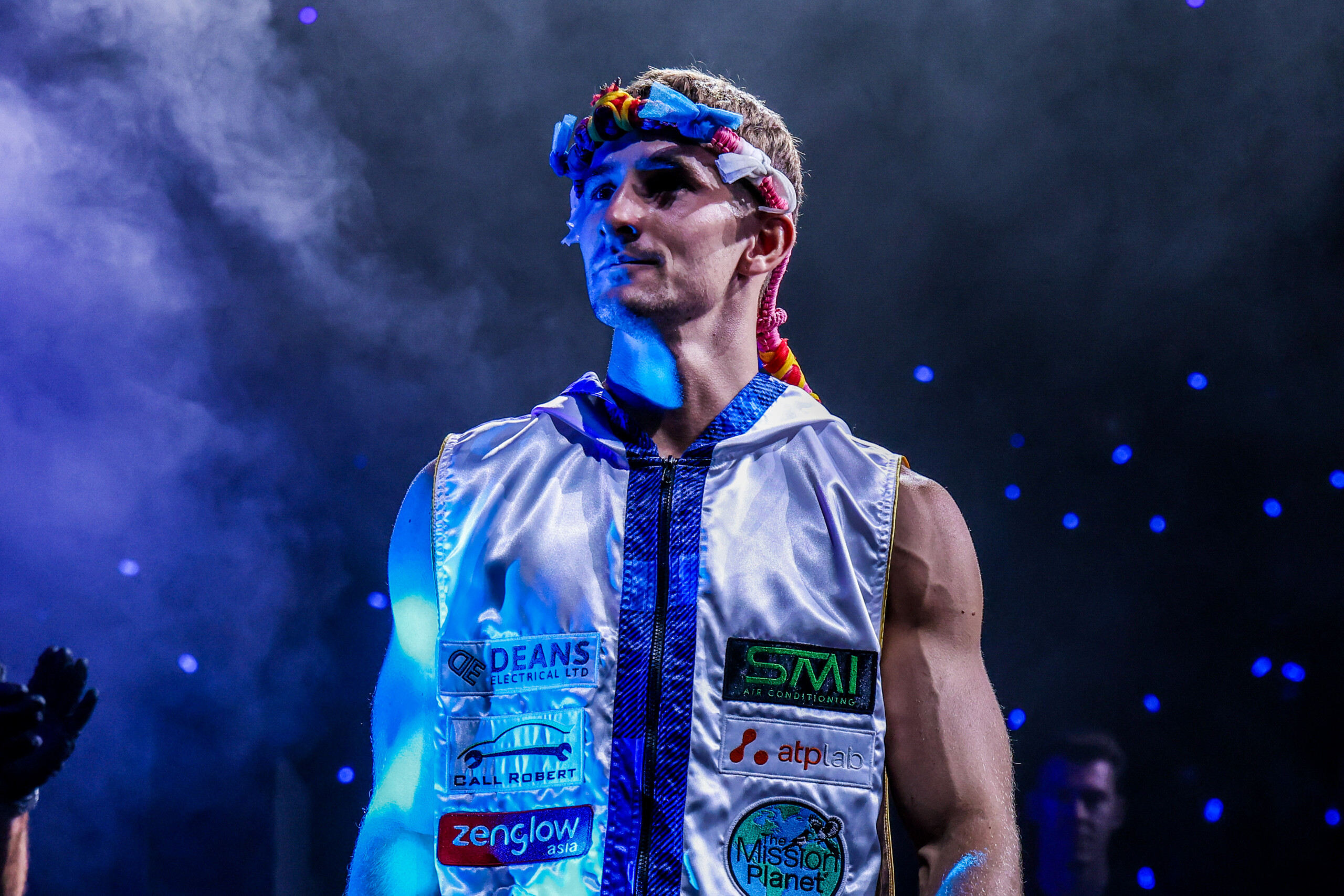 Nico Carrillo making his way to the ring for his clash against Shadow Singha Mawynn at ONE Fight Night 40.