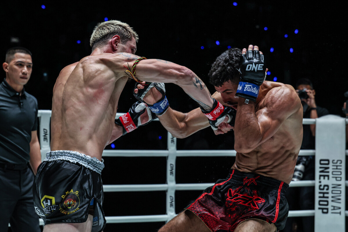 Muay Thai fighter Luke Lessei punches Mohamed Younes Rabah