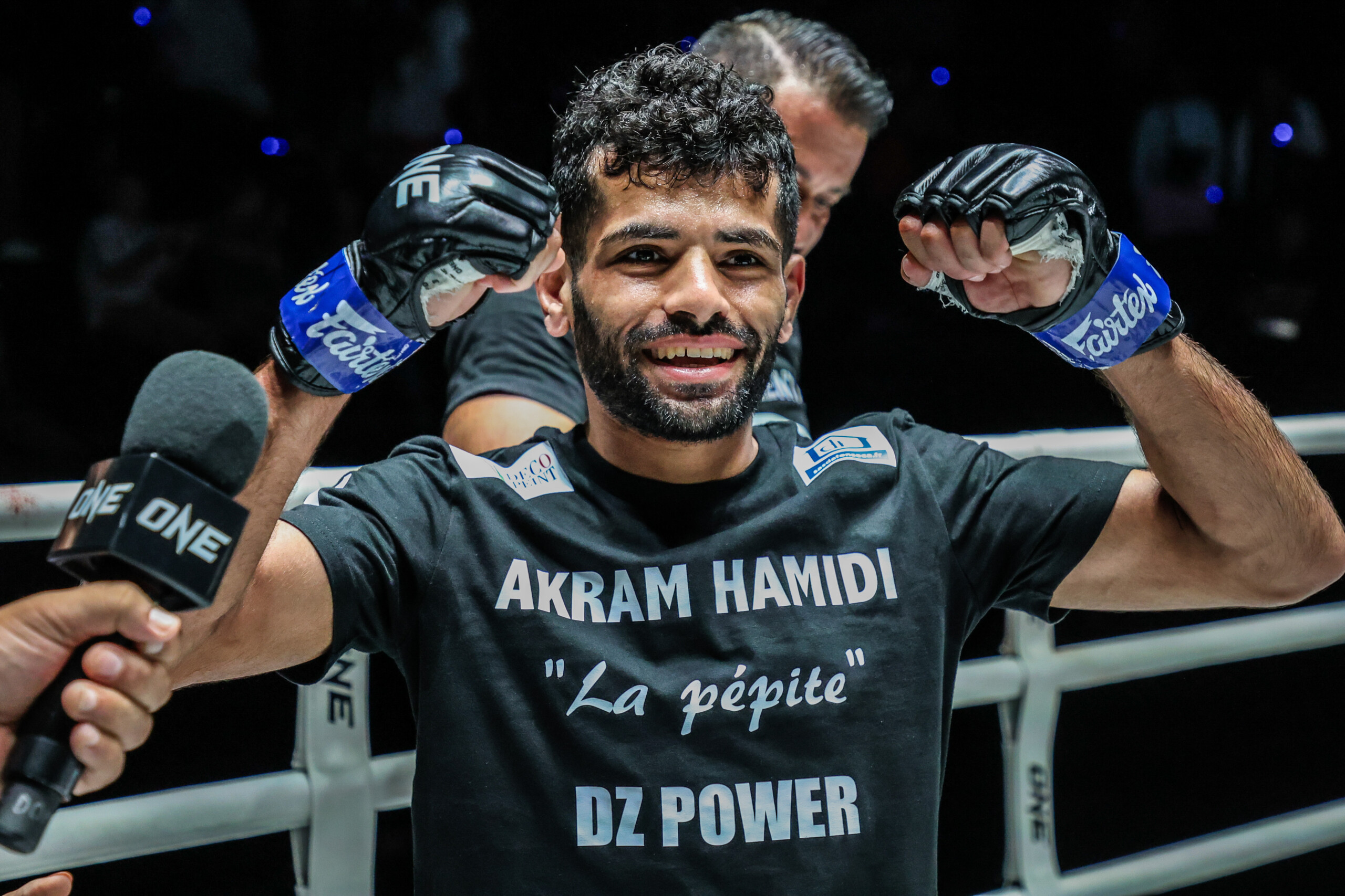 Akram Hamidi celebrates his KO win against Kongchai Chanaidonmueang at ONE Friday Fights 66.