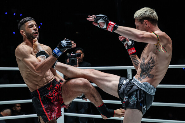 Muay Thai fighter Luke Lessei kicks Mohamed Younes Rabah
